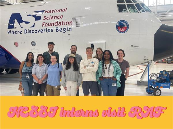 NESSI interns in front of the NSF NCAR C-130